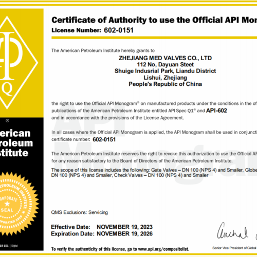 API certificate keta valve solution corporate