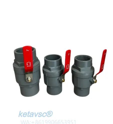 PVC ball valve with handle operate thread end from keta valve