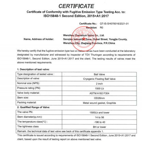 TUV certificates keta valve solution corporate