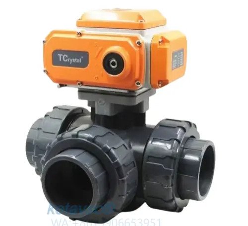 electric actuated PVC 3 way ball valve