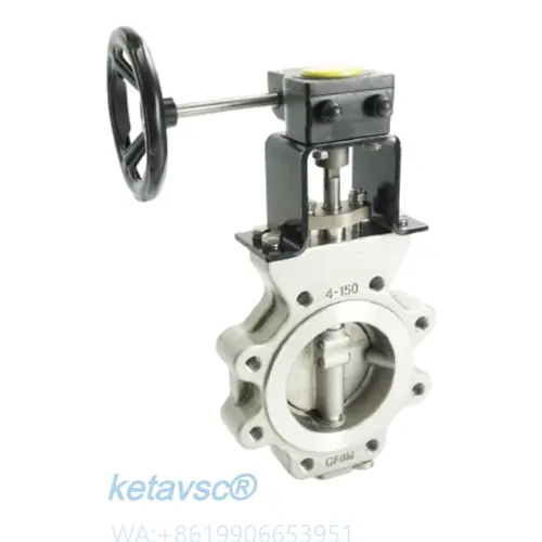 lug wafer end double eccentric stainless steel butterfly valve with gearbox operate