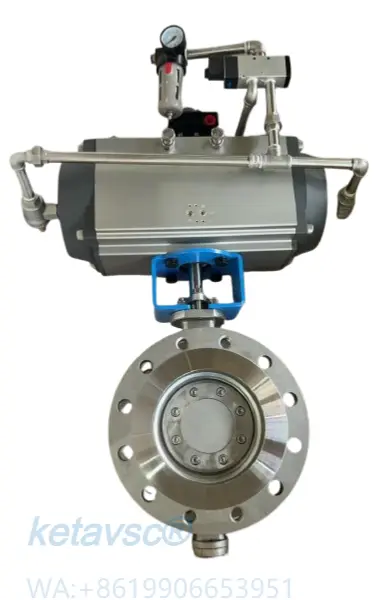 pneumatic actuated double flange high prf triple offset butterfly valve