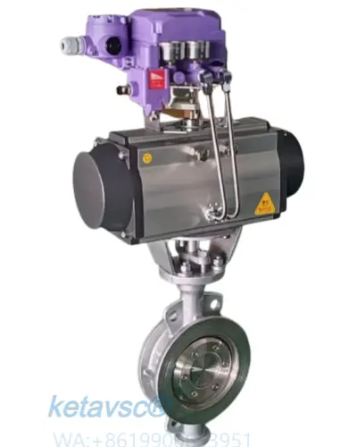 pneumatic actuator with positioner high performance double offset butterfly valve for regulate