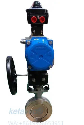 pneumatic actuator with side gear operate high performance butterfly valve