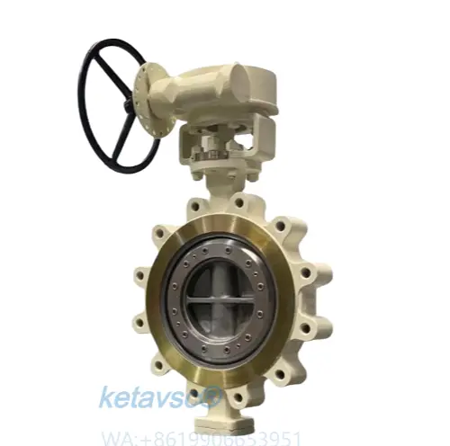 triple eccentric butterfly valve with metal to metal zero leakage gear operate